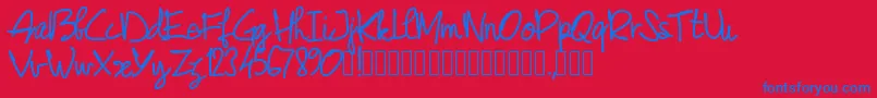 Pwjunescript Font – Blue Fonts on Red Background