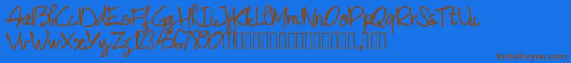Pwjunescript Font – Brown Fonts on Blue Background