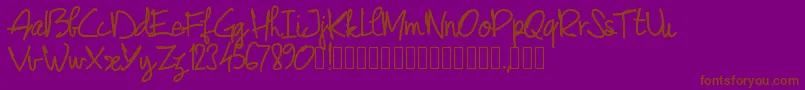 Pwjunescript Font – Brown Fonts on Purple Background