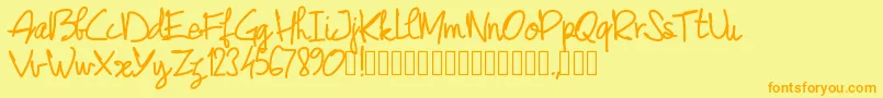 Pwjunescript Font – Orange Fonts on Yellow Background