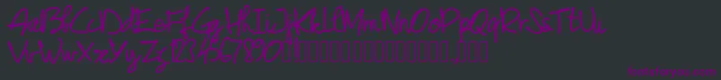 Pwjunescript-fontti – violetit fontit mustalla taustalla