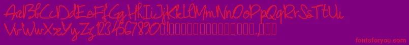 Pwjunescript Font – Red Fonts on Purple Background