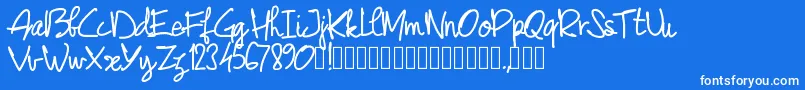 Pwjunescript Font – White Fonts on Blue Background