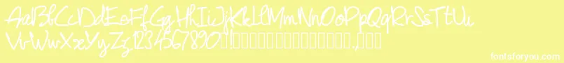 Pwjunescript Font – White Fonts on Yellow Background