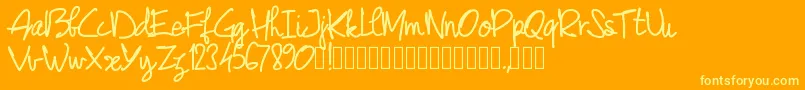 Pwjunescript Font – Yellow Fonts on Orange Background