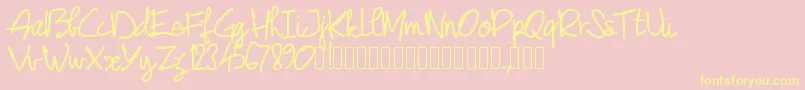 Pwjunescript Font – Yellow Fonts on Pink Background