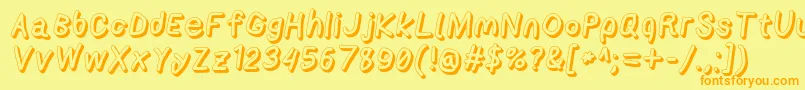 フォントApplestormshdxbdita – オレンジの文字が黄色の背景にあります。
