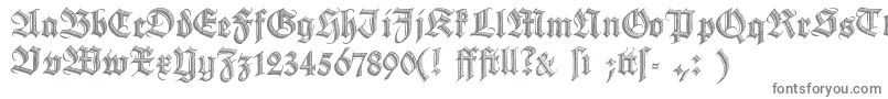 Deutschezierschrift-fontti – harmaat kirjasimet valkoisella taustalla