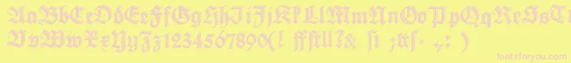 Deutschezierschrift Font – Pink Fonts on Yellow Background