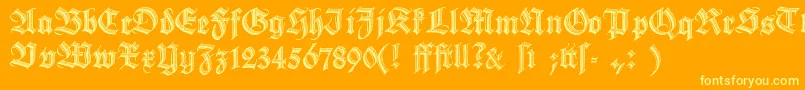 Deutschezierschrift Font – Yellow Fonts on Orange Background