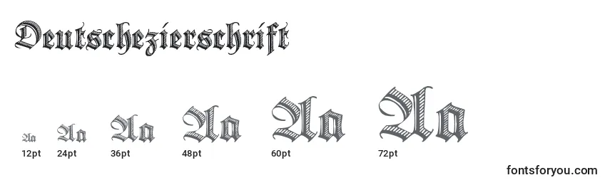 Größen der Schriftart Deutschezierschrift
