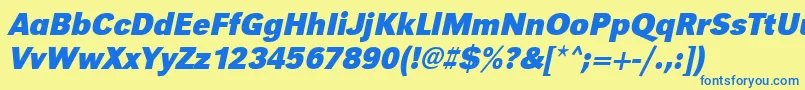 UrwgrotesktnarBoldOblique Font – Blue Fonts on Yellow Background