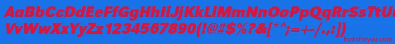 UrwgrotesktnarBoldOblique Font – Red Fonts on Blue Background