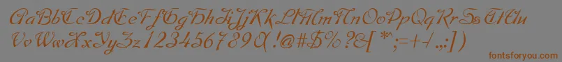MontagueRegular-Schriftart – Braune Schriften auf grauem Hintergrund