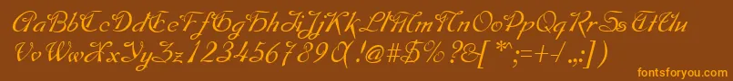 MontagueRegular Font – Orange Fonts on Brown Background