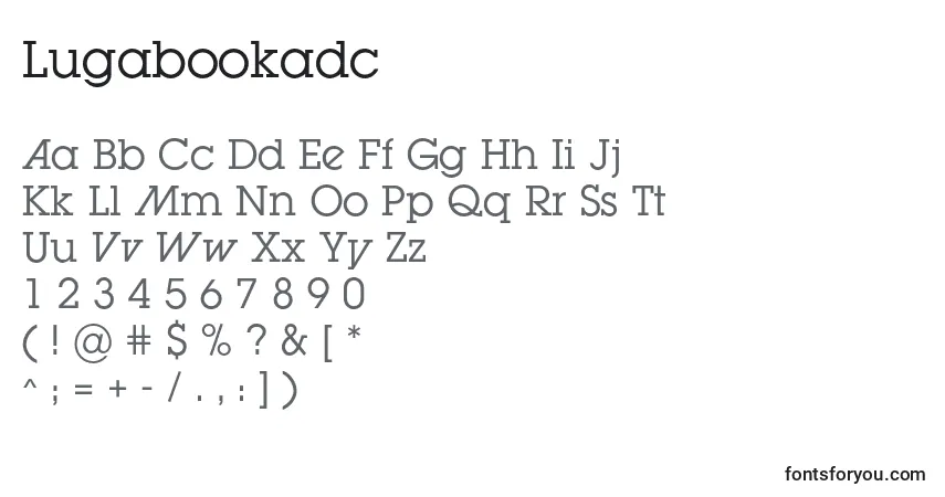 A fonte Lugabookadc – alfabeto, números, caracteres especiais