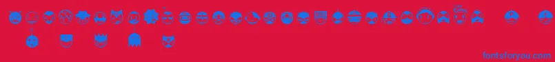Linotypespaceballs-Schriftart – Blaue Schriften auf rotem Hintergrund