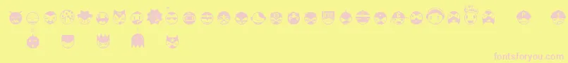 Linotypespaceballs-fontti – vaaleanpunaiset fontit keltaisella taustalla