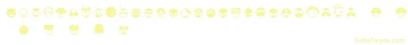 Fonte Linotypespaceballs – fontes amarelas em um fundo branco