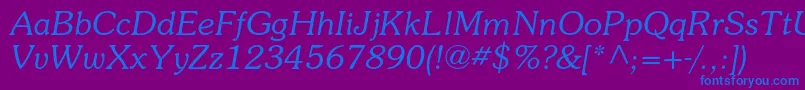 SouvenirstdLightitalic Font – Blue Fonts on Purple Background