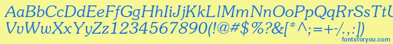 SouvenirstdLightitalic Font – Blue Fonts on Yellow Background
