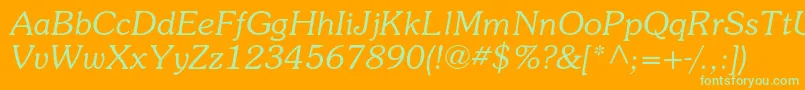 SouvenirstdLightitalic Font – Green Fonts on Orange Background