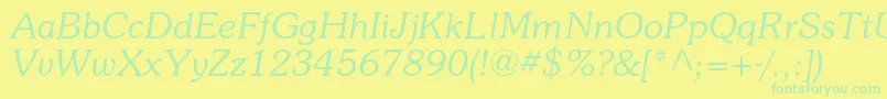 SouvenirstdLightitalic Font – Green Fonts on Yellow Background