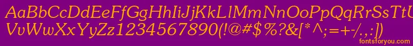 SouvenirstdLightitalic Font – Orange Fonts on Purple Background