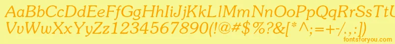SouvenirstdLightitalic Font – Orange Fonts on Yellow Background