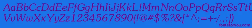 SouvenirstdLightitalic Font – Purple Fonts on Blue Background