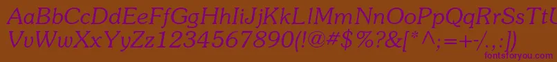 SouvenirstdLightitalic Font – Purple Fonts on Brown Background