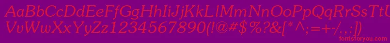 SouvenirstdLightitalic Font – Red Fonts on Purple Background