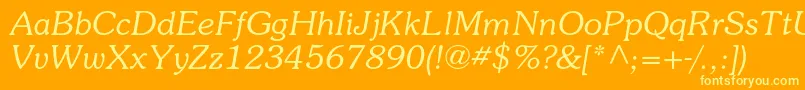 SouvenirstdLightitalic Font – Yellow Fonts on Orange Background