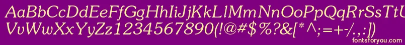 SouvenirstdLightitalic Font – Yellow Fonts on Purple Background