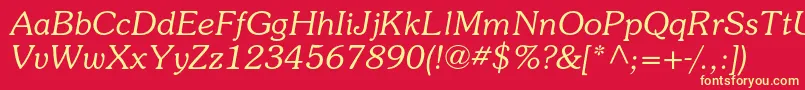 SouvenirstdLightitalic Font – Yellow Fonts on Red Background