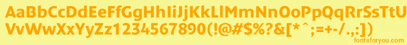 フォントDendanewcBold – オレンジの文字が黄色の背景にあります。