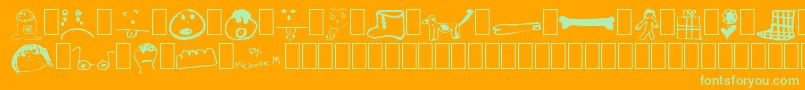 Littlesisterdingbats Font – Green Fonts on Orange Background