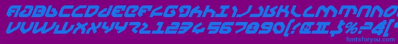 フォントYahrenBoldItalic – 紫色の背景に青い文字