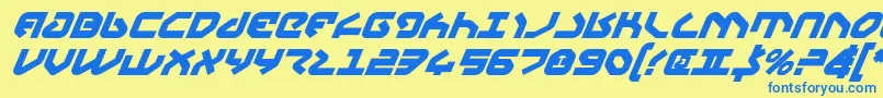 フォントYahrenBoldItalic – 青い文字が黄色の背景にあります。