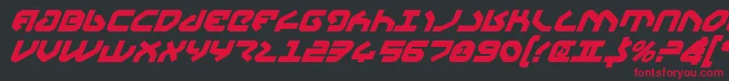 フォントYahrenBoldItalic – 黒い背景に赤い文字