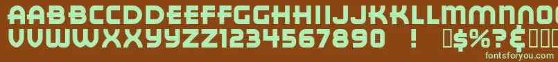 フォントRedCircle – 緑色の文字が茶色の背景にあります。