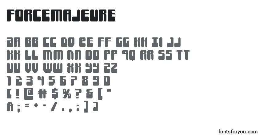 Schriftart Forcemajeure – Alphabet, Zahlen, spezielle Symbole