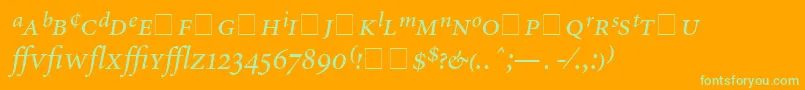 Fonte AtlantixProSsiItalic – fontes verdes em um fundo laranja