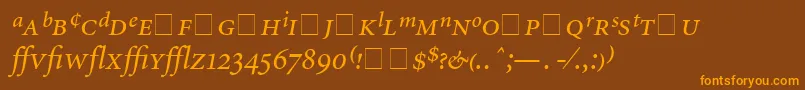 フォントAtlantixProSsiItalic – オレンジ色の文字が茶色の背景にあります。