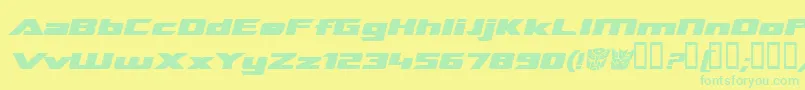 フォントTranrebi – 黄色い背景に緑の文字