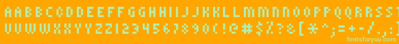 Kroeger0858-Schriftart – Grüne Schriften auf orangefarbenem Hintergrund