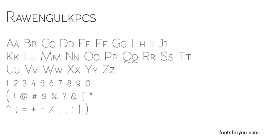 A fonte Rawengulkpcs (23399) – alfabeto, números, caracteres especiais