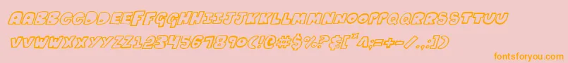 Kartoonsi-Schriftart – Orangefarbene Schriften auf rosa Hintergrund