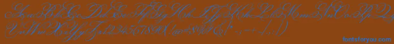 MonsieurladoulaiseRegular-Schriftart – Blaue Schriften auf braunem Hintergrund