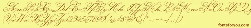 MonsieurladoulaiseRegular-Schriftart – Braune Schriften auf gelbem Hintergrund